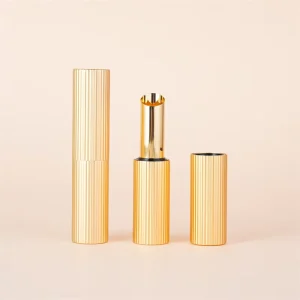 Gold Aluminum Threaded Replaceable Magnetic Lipstick Tube Empty Metal Cosmetic Packaging Refillable Lip Balm Container