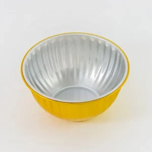 Gold Disposable Foil Bowl Aluminum Cup 400ml Round Smooth Wall Aluminum Foil Container with Lids