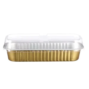 Gold Disposable Rectangular Foil Box Containers Food Packaging Party Catering Dessert Foil Container for Baking