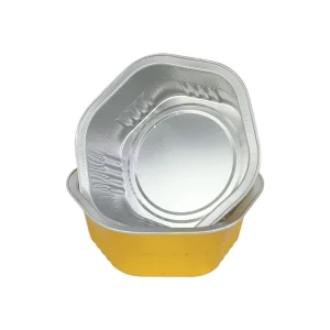 Gold Hexagon Aluminum Foil Container, 400ml Thickened Disposable Tin Foil Box for Baking and Takeout Food