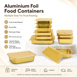 Gold Sealable Disposable Aluminum Foil Food Container for Takeaway and Catering