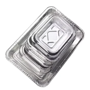 Good Quality Eco Friendly Disposable Food Grade Aluminum Foil Food Tray Rectangle Baking Containers Lid RE175 260ML Custom Logo