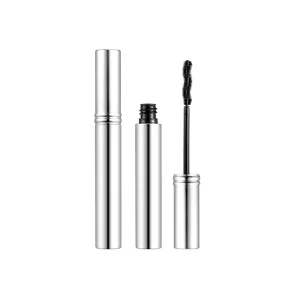 HUIHO Silver Metal Mascara Tube with Applicator Brush Empty Plastic Tube Packaging