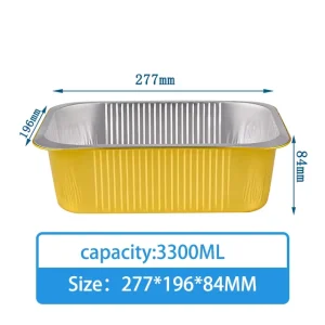 Heat Resistant Food Grade High Gloss Foil Cooking Pan Container Rectangle Shape with Tamper Evident Lid for Oven Use