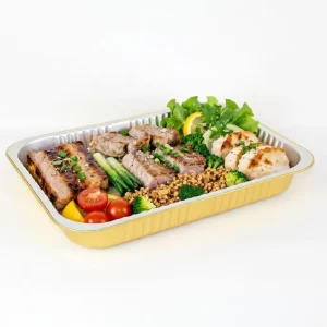 Heat Sealable Disposable Rectangle Aluminum Foil Containers with PP Lid Food Grade for Plants T370 3450ml