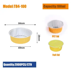 Heat-Sealable Disposable Round Aluminum Foil Containers with Foil Lid PP Plastic Oven-Safe Food Grade