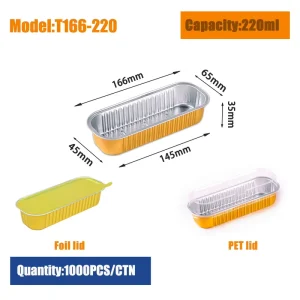 Heat Sealable Food Grade Aluminum Foil Container with PP Plastic Lid 220ml Oven Safe