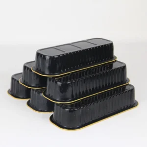 Heat Sealable Rectangle Aluminum Foil Containers Black and Gold Disposable and Oven Safe for Commercial Baking