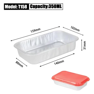 Heat Sealable Rectangular Aluminum Foil Food Grade Disposable Catering Box Oven Safe Inflight Frozen Ready Meal