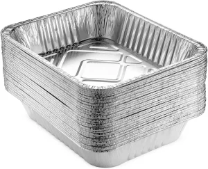 Heavy Duty 9×13 Half Size Aluminum Foil Pan with Lid PP Plastic Food Container Tray for Takeaway RE320″