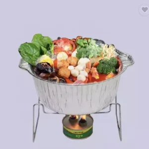 Heavy Duty Aluminum Foil Food Container High Temperature Resistant Round Aluminum Foil Pot With Lids