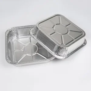 Heavy Duty Disposable Square Aluminum Foil Food Containers with Plastic Lid for Food Storage and Takeout