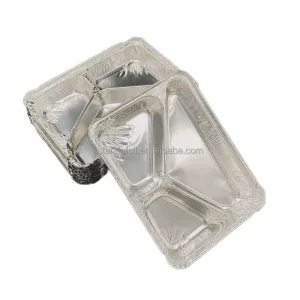 Heavy Duty Divided Aluminum Foil Tray Multi Compartment Sectional Food Container for Professional Catering and Restaurant