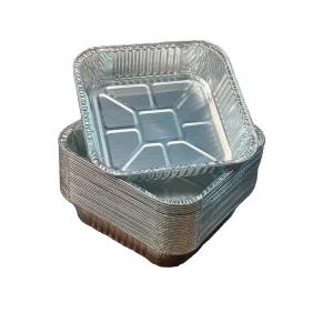 Heavy-Duty Square Aluminum Foil Containers Plastic Lids Oven-Safe Disposable Eco-Friendly Food Grade Takeaway Trays for Meal