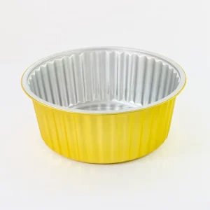 High End Restaurant Takeout Sealed Packaging Gold Disposable Round Aluminum Foil Food Container with Lid