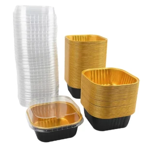 High Grade Smoothwall Bakery Use Tin Foil Storage Box Disposable Take Away Square Dessert Cake Aluminium Foil Cups