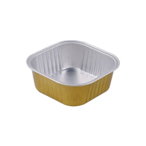 High Quality 300ml Gold Aluminum PET Disposable Foil Container with Heat Sealing Lid for Microwave Use Customizable Colors