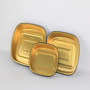 High Quality Black & Gold PP Dual Layer Aluminum Foil Lid Oven Safe Food Grade Container for Sushi or Bento Takeaway