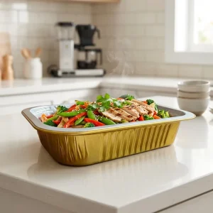 Hot and Cold Use Aluminum Foil Container Catering Out Box Sealed Lid PP Lid for Food