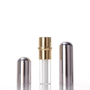 In Stock Portable Metal Solid 5 ml Glass Balm Bottle with Electroplated Aluminum Squeeze Top Lid