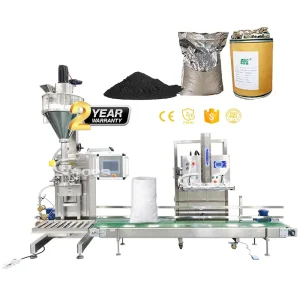 Industrial Automatic Cement Plastic Bag Filling and Sewing Machine, 25kg Powder Sealer Bagger with Air Exhaust Function