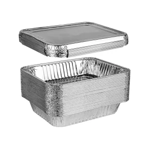 Large 900ml Food Grade Disposable PET Aluminum Foil Container with Paper Lid Rectangle for Family Dinners Baking