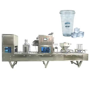 Linear Type Automatic High-Speed Ice Cube Cup Filling Sealing and Lid Capping Machine