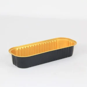 Matte Black Exterior Gold Foil Lid Rectangle PET Plastic Oven Safe Container for Frozen Ready Meals 200ml