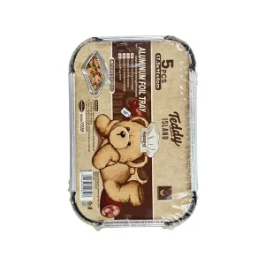 Mini 400ml Square Disposable Aluminum Foil Tray with Paper Lid, 5-Piece Set