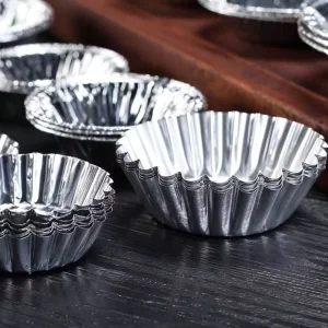 Mini Aluminum Foil Egg Tart Tray Disposable Food Grade Baking Container with Plastic Lids for Muffin Pudding