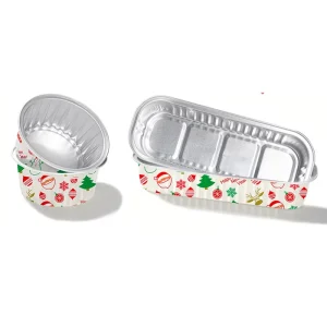Multi-Size Christmas Pattern Aluminum Foil Container Thickened Heat Resistant Disposable Tinfoil Box for Holiday Party