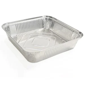 No. 9 Disposable Takeout Aluminum Foil Food Tray, 9 x 2 in, with Aluminum Foil Lid