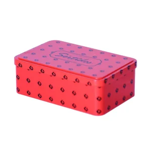 ODM OEM Food Grade Tin Containers Recyclable Rectangular Metal Tin Box Cookie Chocolate Candy Empty Red Gift Tin Box