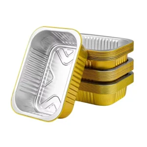 OEM Rectangular Aluminum Foil Box Disposable for Fast Food Takeaway Packing for Catering Takeaway Disposable Lunch Container