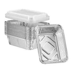 Oblong Aluminum Foil Pan with Lid Disposable Aluminum Takeout Food Container Aluminum Foil Box Catering Tray for Fast Food