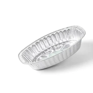 Oval Disposable Aluminum Foil Food Container With Plastic Lid Large Capacity Oven Roasting Takeaway Foil Tray 4535.58cm