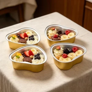 Oven-Safe Food-Grade Aluminum Foil Containers with PET Plastic Lid Blister Process for Food Packaging