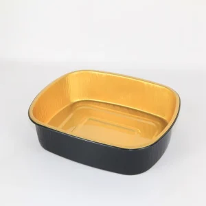 Oven Safe Food Grade PP Lid Customized Colors Black Outside Gold Inside Aluminum Foil Container Roasting Pan 2000ML