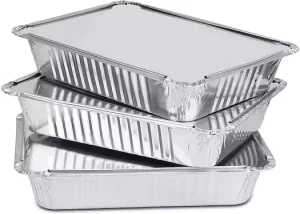 RE195s 600ml Disposable Aluminum Foil Container with Printed Lid, Silver