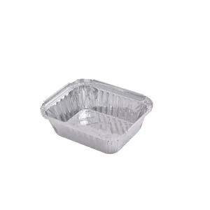 RFE 150 1 Lbs Rectangle Oblong Disposable Aluminum Foil Container with Lid