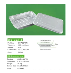 Rectangle 200PCS CTN 3500ml 118oz Disposable Silver Aluminum Foil Pan Oven Safe BBQ Tray for Food Catering