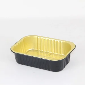 Rectangle Aluminum Foil Container Double Black Gold Edge Mini Size 475ml Leak Proof Recyclable Oven Safe Food