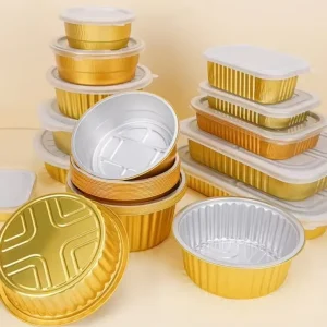 Rectangle Aluminum Foil Container with PET Lid 200ml/150ml Recyclable for Takeaway and Kitchen Use