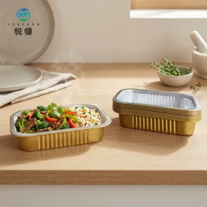 Rectangle Aluminum Foil Containers PP Eco Friendly Food Grade Plastic Lid Baking Use