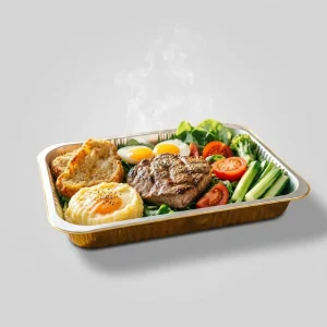 Rectangle Baby Food Aluminum Foil Containers with Foil Lid and PP Plastic Lid T410 5000ml