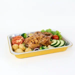 Rectangle Disposable Oven-Safe Aluminum Foil Containers with Foil Lid and PP Packaging