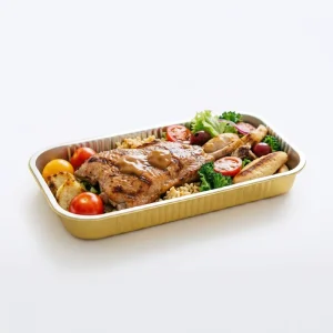 Rectangle Disposable Oven-Safe Food-Grade Aluminum Foil Containers with Foil Lid for Takeaway