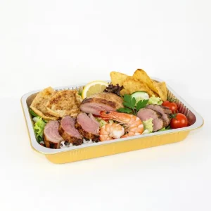 Rectangle Microwave-Safe Pet Food Aluminum Foil Containers with PP Plastic Lid 16 x 10 Inch 5000ml