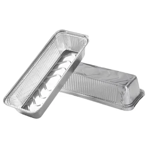 Rectangular Aluminum Foil Box with Lid Disposable Foil Tray for Long Grill Skewers Takeout BBQ