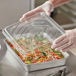 Rectangular Aluminum Foil Food Storage Container Disposable Meal Prep Tray for Refrigerator Freezer and Kitchen Storage